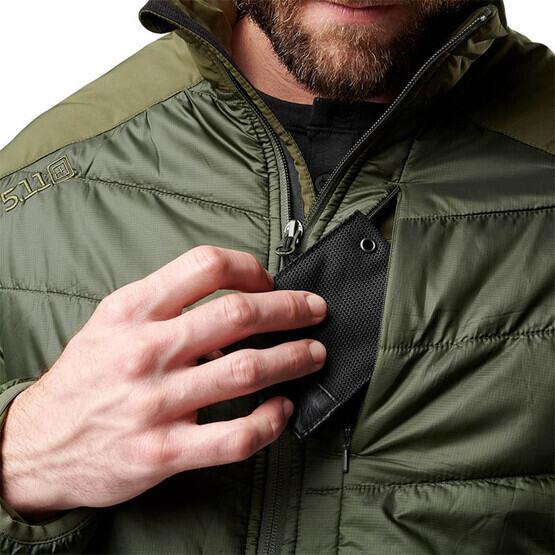 5.11 Tactical Peninsula Insulator Jacket in Moss with concealed chest pocket